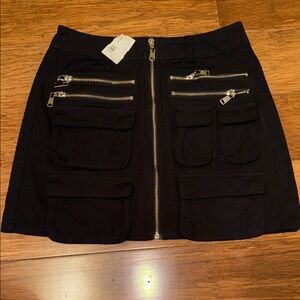 Signature8 Black Mini Skirt with Zipper Pockets